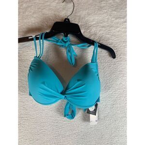 California Waves Junior's Underwire Push-Up Bikini Blue Top Size D/DD NWT‎ 9987